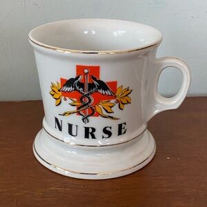 Vintage Nurse mug Caduceus KNOBLER Shaving mug style w/Gold Rim